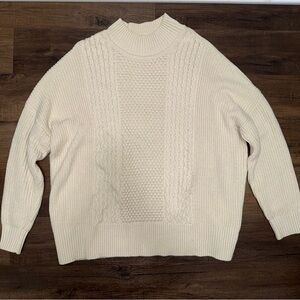 Gap Cream Color Mock Neck Cable Knit Sweater
